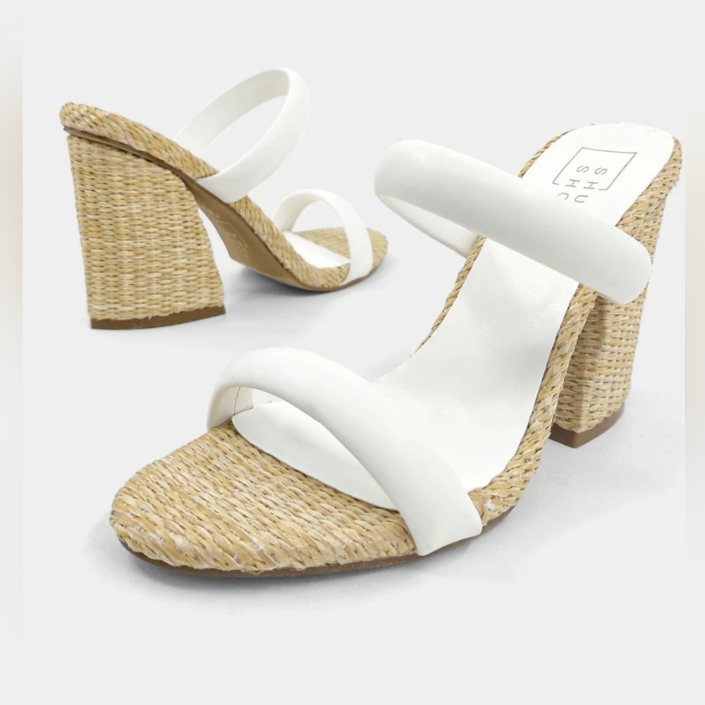 ShuShop Gardenia Wicker Block Heel Slide Sandal - NIB - Picture 14 of 15